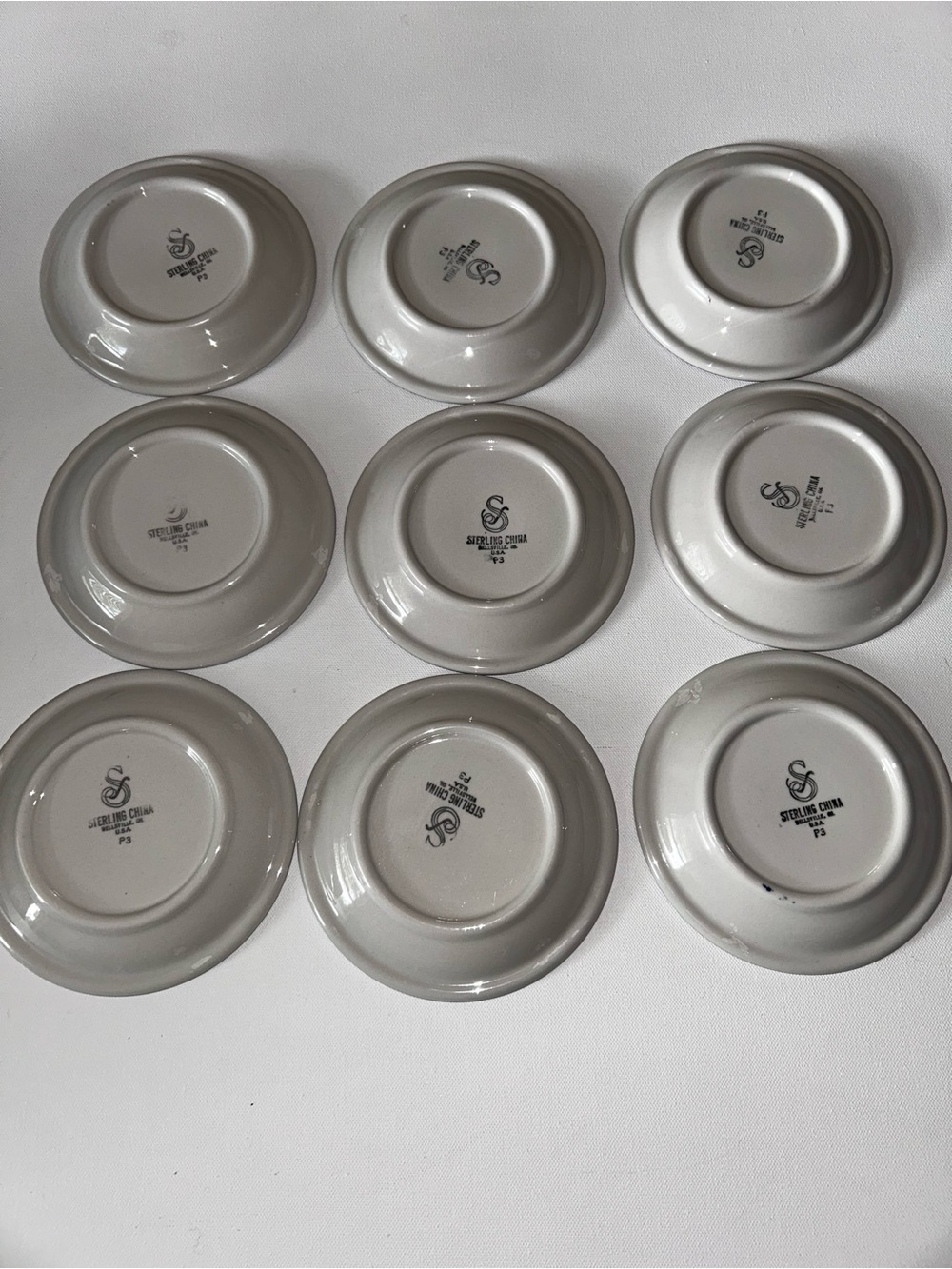 Set of 8 Vintage Sterling China Bread & Butter Plates Wellsville Ohio Blue Rim - Picture 5 of 12